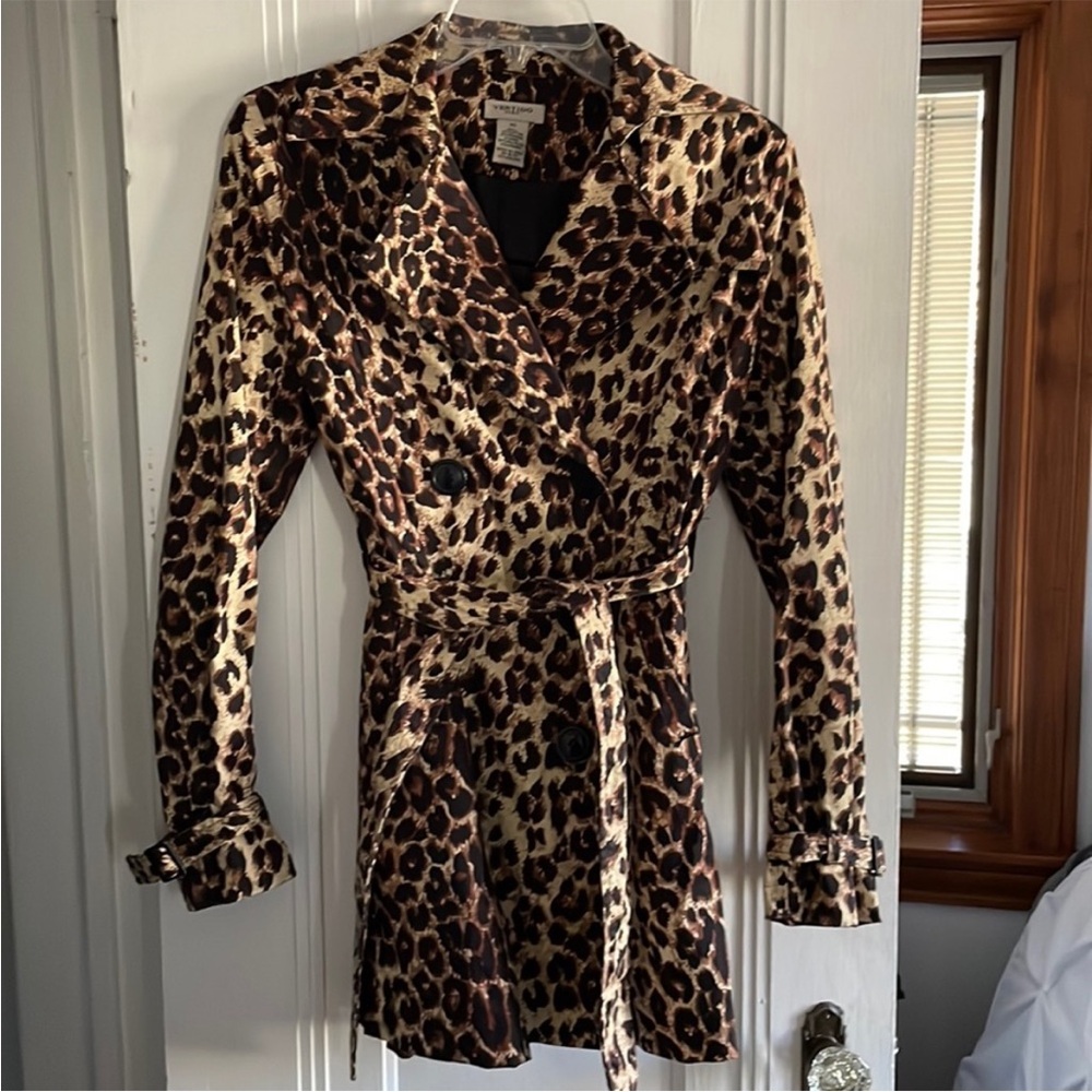 Leopard Print Belted Trench Coat - Picture 3 of 5